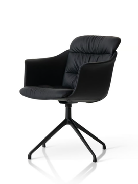DS-525 TOSCA - Trestle-based swivel leather chair with armrests by de Sede - view 3